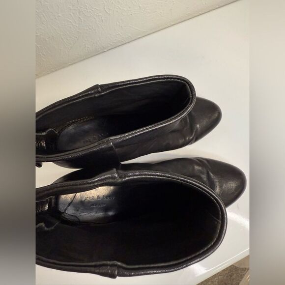 Rag & Bone Newbury Black Leather Booties Size 7.5 Block Heel - Picture 9 of 9